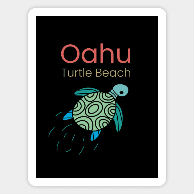 Oahu turtle beach Hawaii Sticker by Keleonie